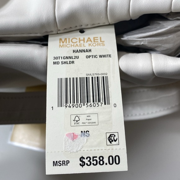 Michael Kors Hannah Medium Shoulder Bag Optic White - Picture 8 of 14